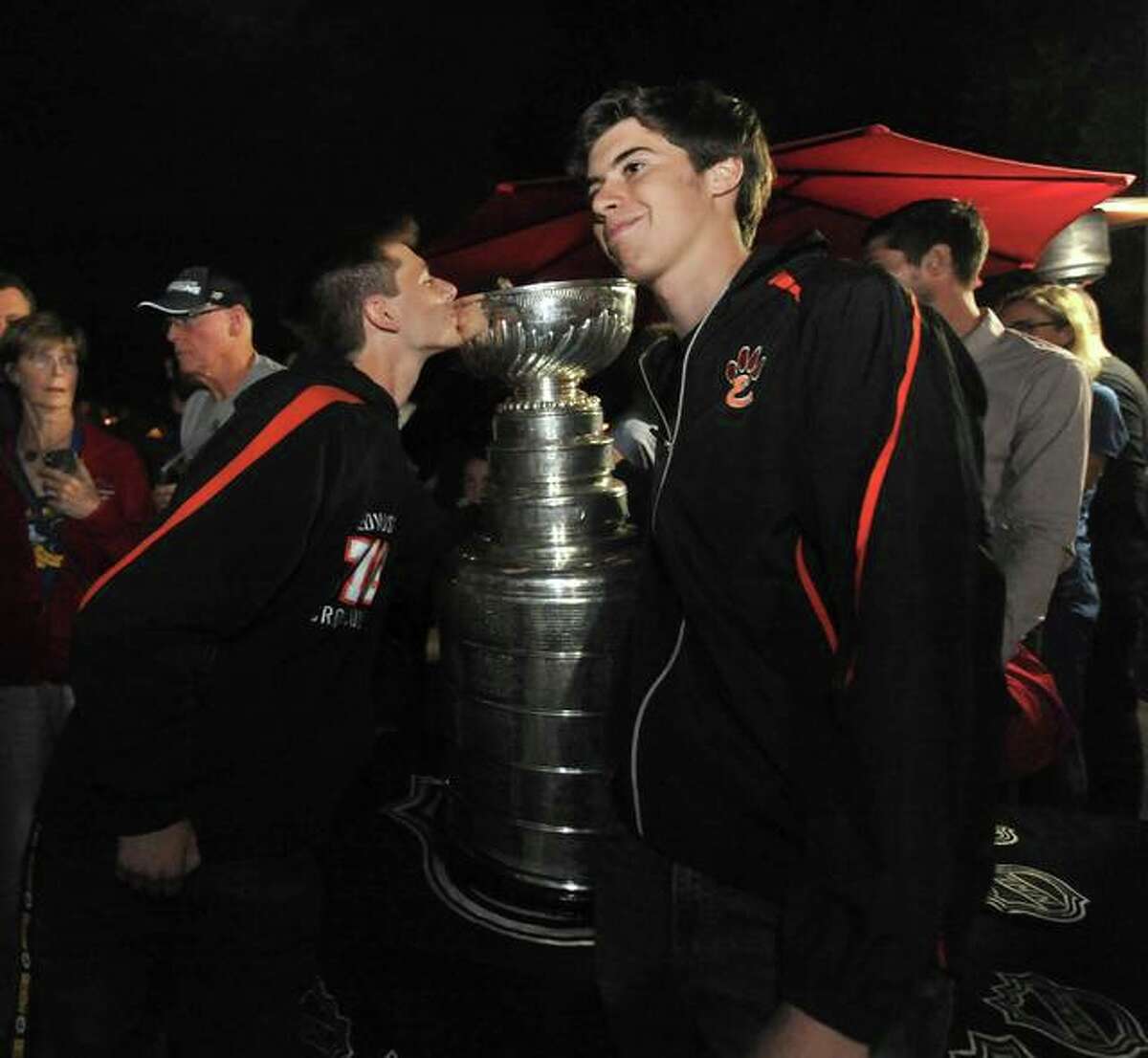 The Tigers were all smiling while getting their pictures taken with the Stanley Cup.