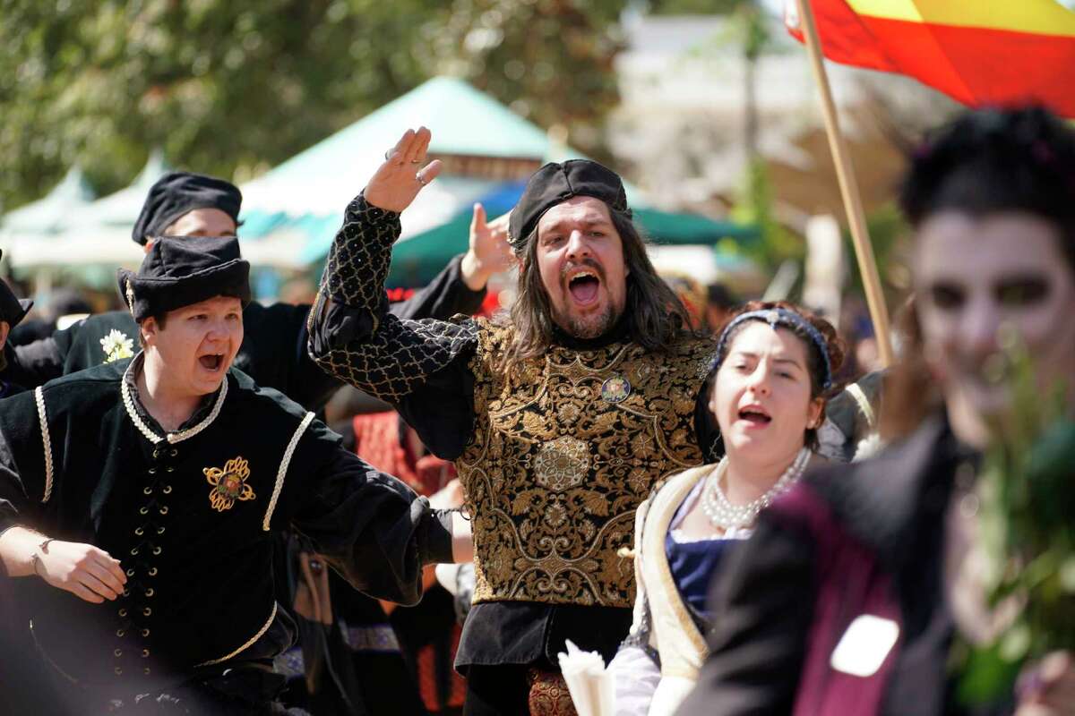 Spectators and performers are shown at the Texas Renaissance Festival Saturday, October 12, 2019, in Todd Mission.