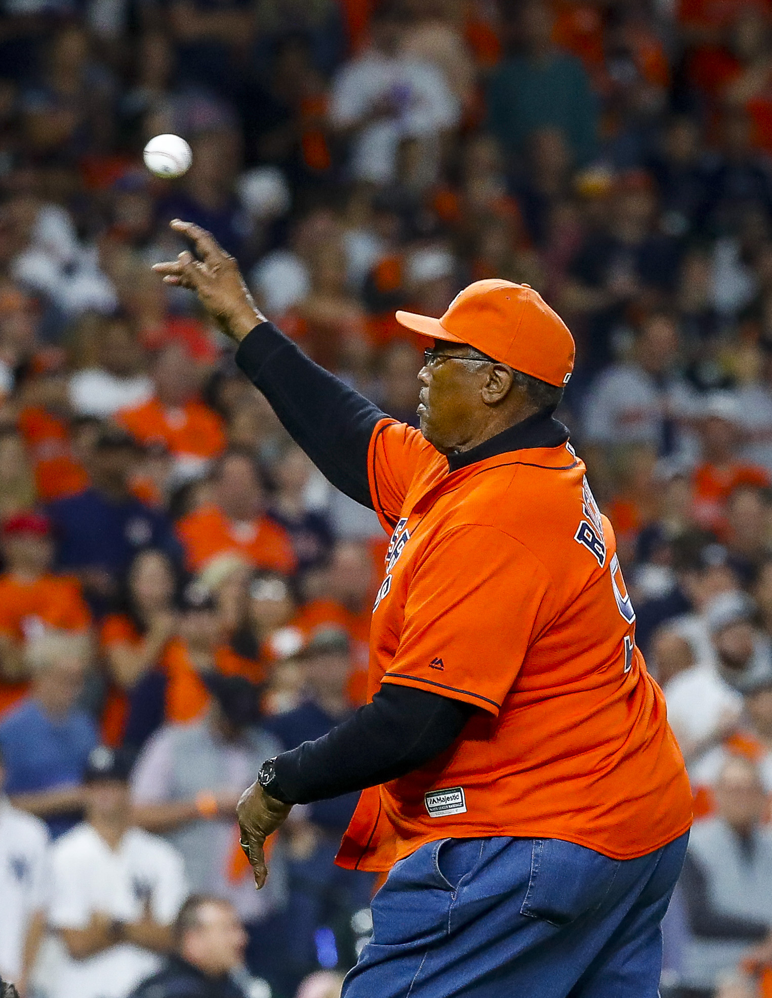 Travis Scott threw out the ceremonial first pitch at Minute Maid