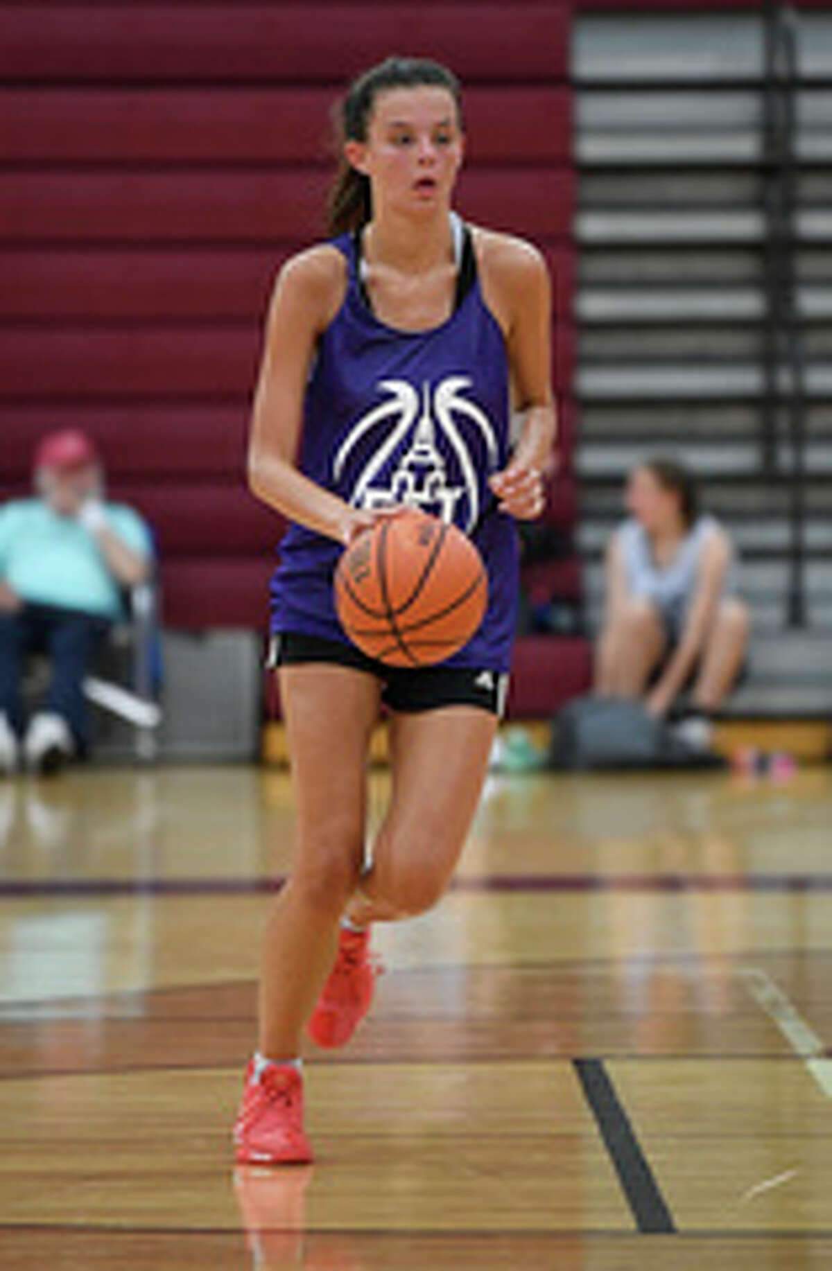 Power UpA?•s Sophie Tougas of Bradford Christian moves the ball against Next Big Things during a Empire State Takeover girls' basketball league game Wednesday, July 17, 2019, at Union College in Schenectady, N.Y. (Hans Pennink / Special to the Times Union)