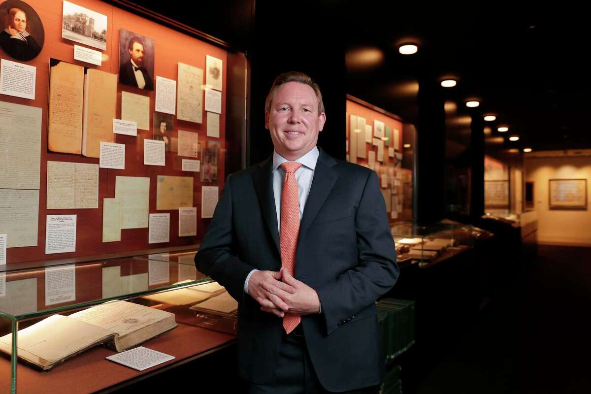 Greg Dillard in the "Founders Room", a collection of historical documents and artifacts from the history of the law practice, at the headquarter offices of the law firm Baker Botts Monday, Oct. 7, 2019 in Houston, TX.