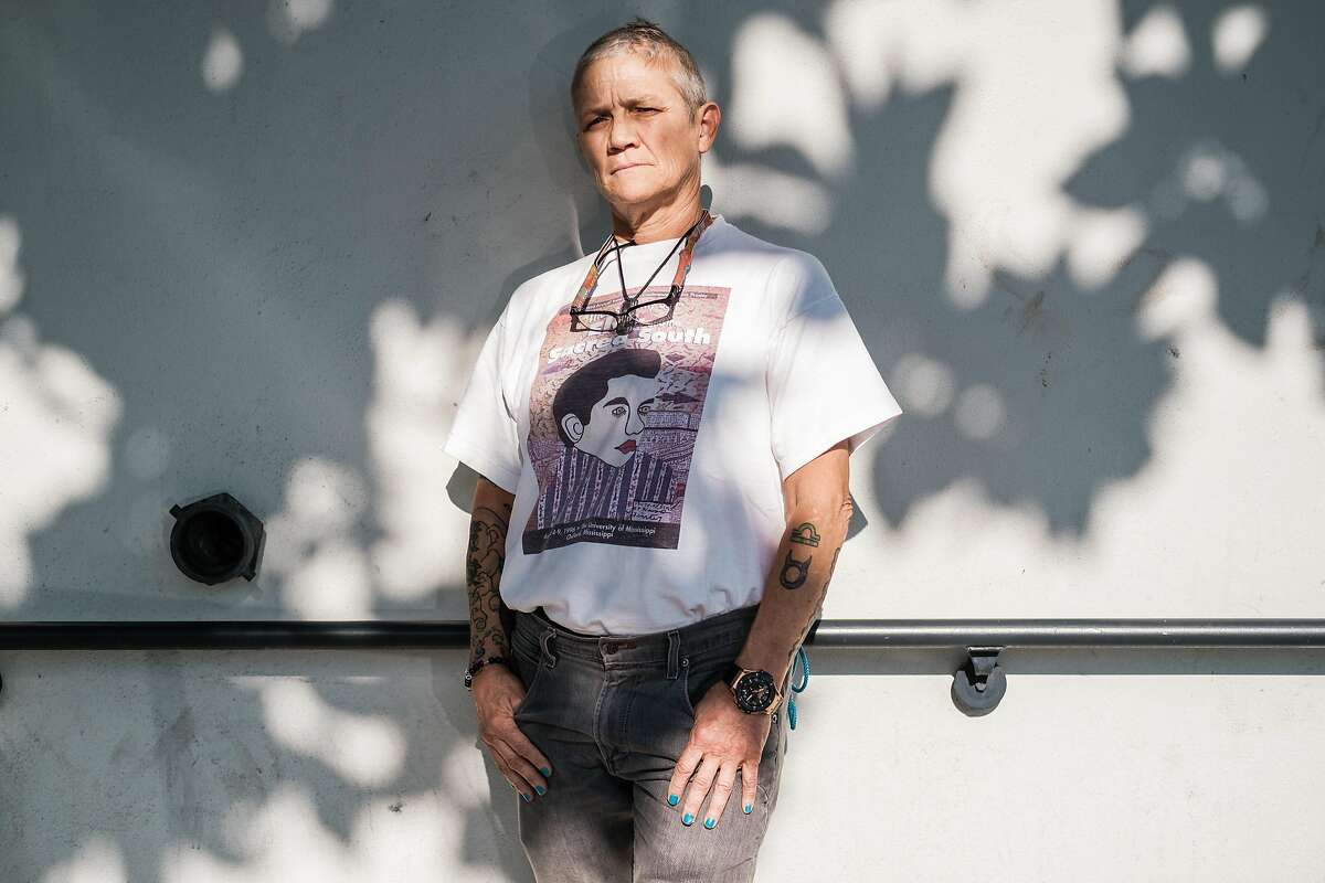 Gina Guidi a patient of Amy Goldman, a Psychiatric Social Worker poses for a photo at South of Market Mental Health in San Francisco, Calif. on Friday, October 10, 2019.