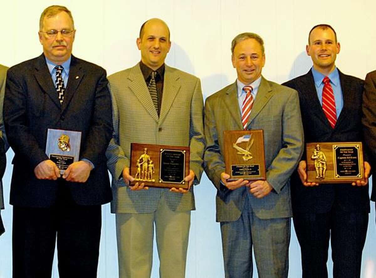 Photo by Joseph Cole Hamden Elks Community Service AwardsHonorees, from left to right, are Karl Olson, Thomas Ragozzino, William Earley Jr. and Ed Evers.