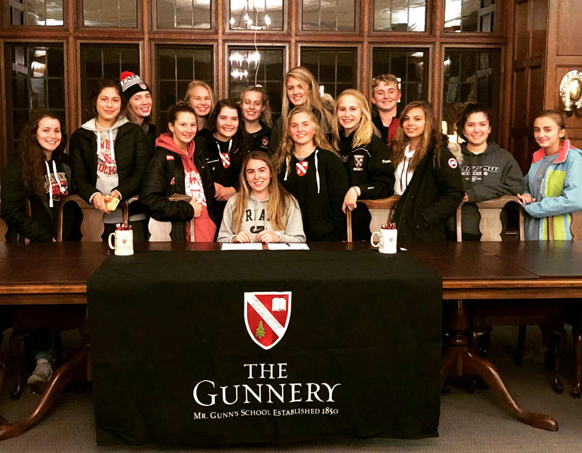 Katie Broccoli of North Haven, a senior at The Gunnery in Washington, Connecticut, signed a national letter of intent on November 14 to play women's ice hockey at Providence College.