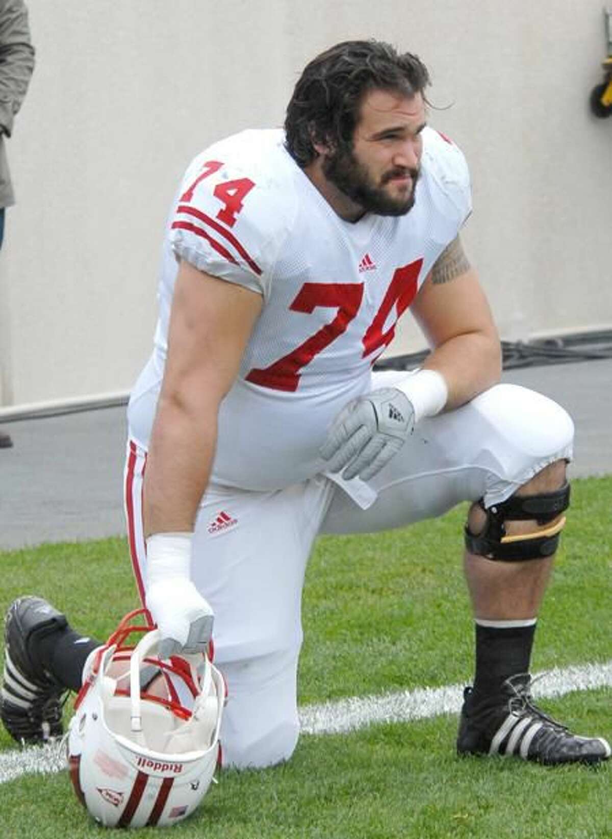 Photo by Bill O'Brien Wisconsin lineman John Moffitt of Guilford, and a Notre Dame-West Haven graduate, is expected to be selected in the upcoming NFL Draft.