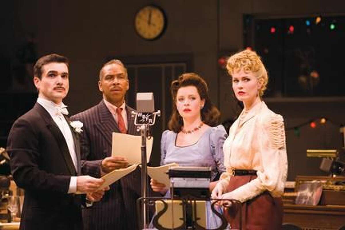 Submitted Photo by T. Charles Erickson Dan Domingues, Kevyn Morrow, Ariel Woodiwiss, and Kate MacCluggage perform in “It’s A Wonderful Life: A Live Radio Play” at the Long Wharf Theatre in New Haven through Saturday, Dec. 31.