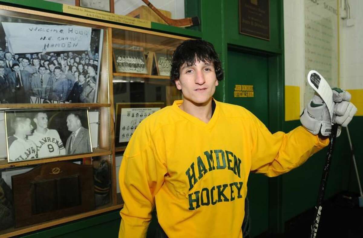 Hamden High School hockey team captain Billy Reilly at Astorino Rink in Hamden. January 17, 2013. Photo by Peter Hvizdak / New Haven Register
