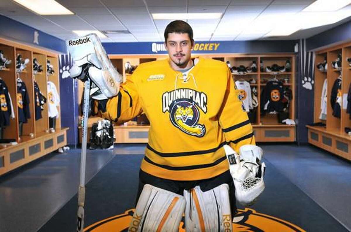 Quinnipiac goalie Eric Hartzell is one of three finalists for the Hobey Baker Award. File photo by Peter Casolino