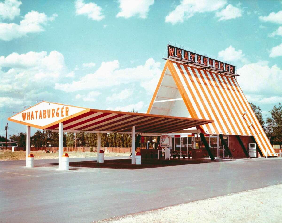 This is one of the original A-frame Whataburger restaurants still standing. There are only 10 original A-frame Whataburgers still in service out of more than 840 in 10 states. The closest to San Antonio is at 6106 Cameron Road in Austin.