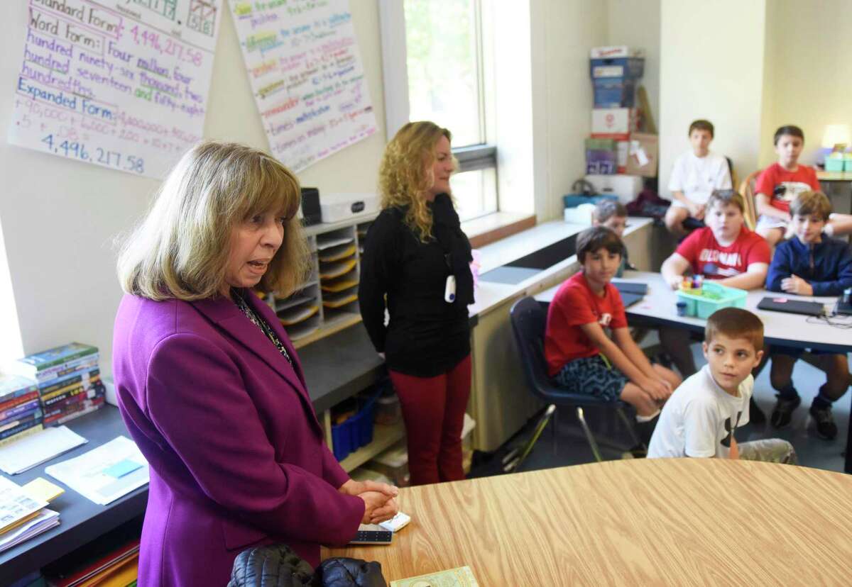 Peter Tesei celebrates Blue Ribbon Award at North Mianus School