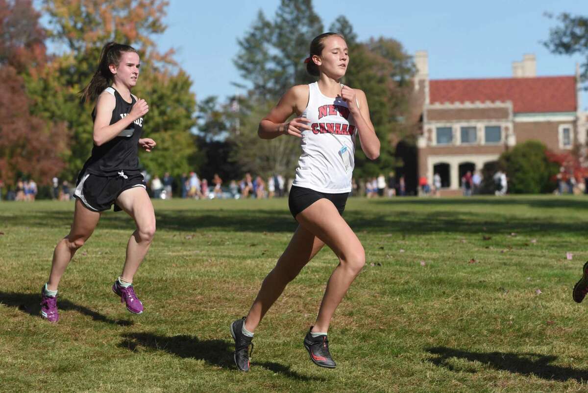 New Canaan girls cross country runs third at FCIAC championship