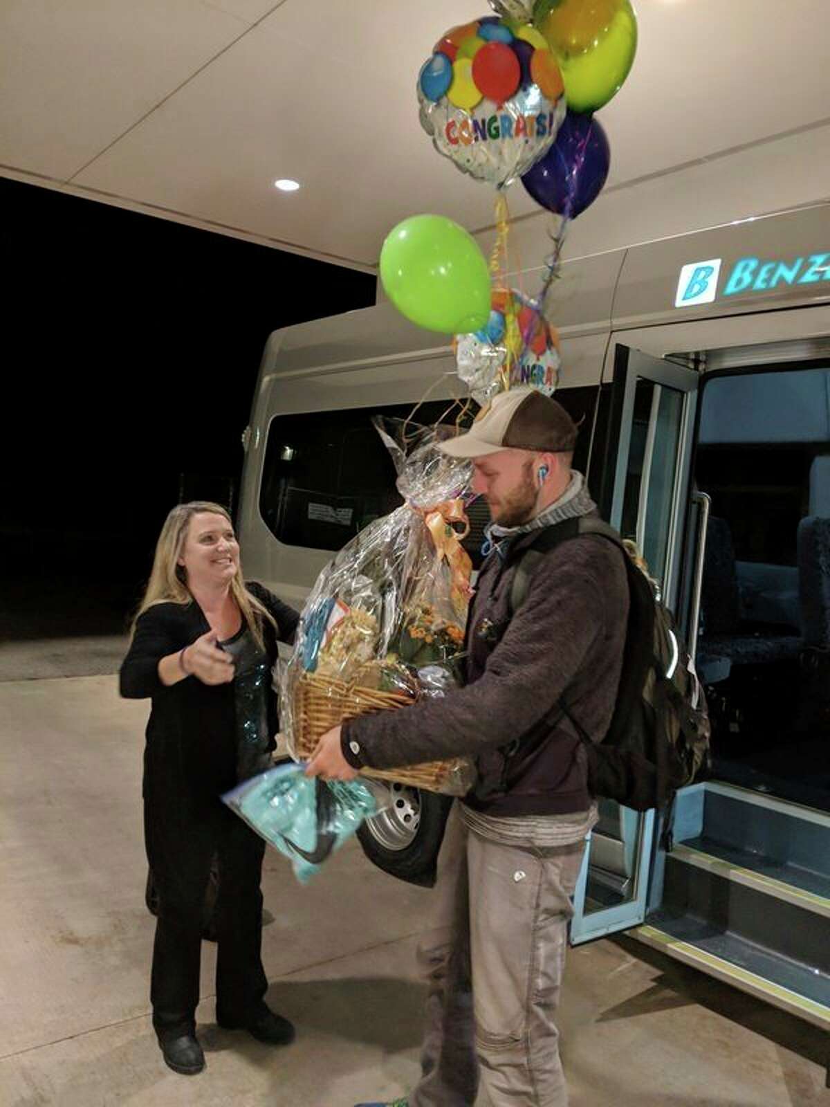 Nate Ely was the millionth rider on the Benzie Bus, which he takes on his daily commute from Traverse City to his job in Benzie County. (Courtesy Photo)