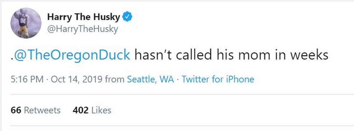 @TheOregonDuck and @Harrythehusky engage in rivalry banter this week ahead of the rivalry football game set for Saturday. Kickoff will be at 12:30 p.m. at Husky Stadium.