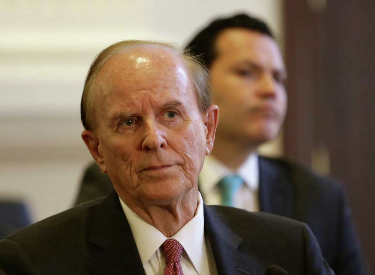 Bexar County Judge Nelson Wolff listens to a question at a news conference in September 2019. Wolff signed a new executive order Thursday to help prevent a major outbreak of coronavirus, closing aligning with an order issued by Gov. Greg Abbott earlier in the day but imposing price controls on basic necessities and allowing for possible jail time for violators.