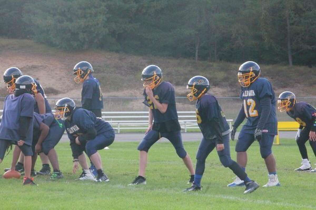 The Baldwin junior high football team goes through practice drills on Monday. (Star photo/John Raffel)