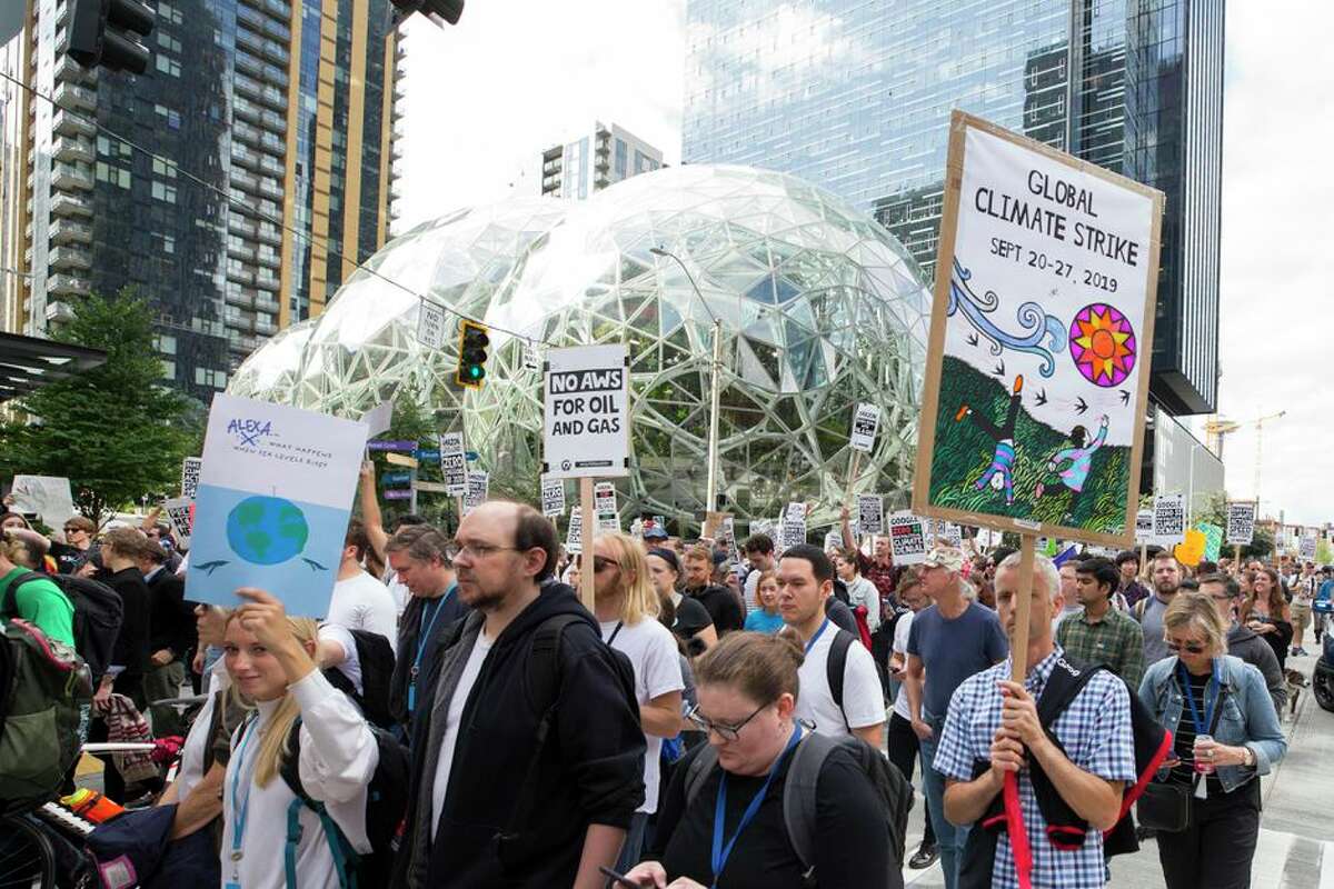 At a Seattle climate change rally organized by the Amazon Employees for Climate Justice.