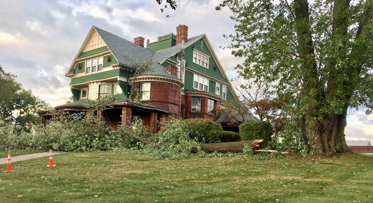 A photo showing damage to Cortright Hall at the University of Bridgeport Oct. 17, 2019.