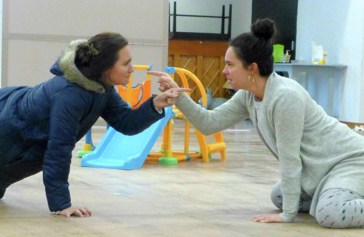 Rachel Spencer Hewitt and Evelyn Spahr in a rehearsal for “Cry It Out.”