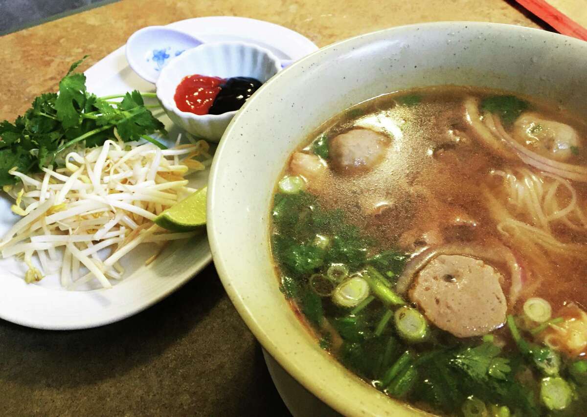 Pho with beef and meat balls at Nee's Thai & Sushi.