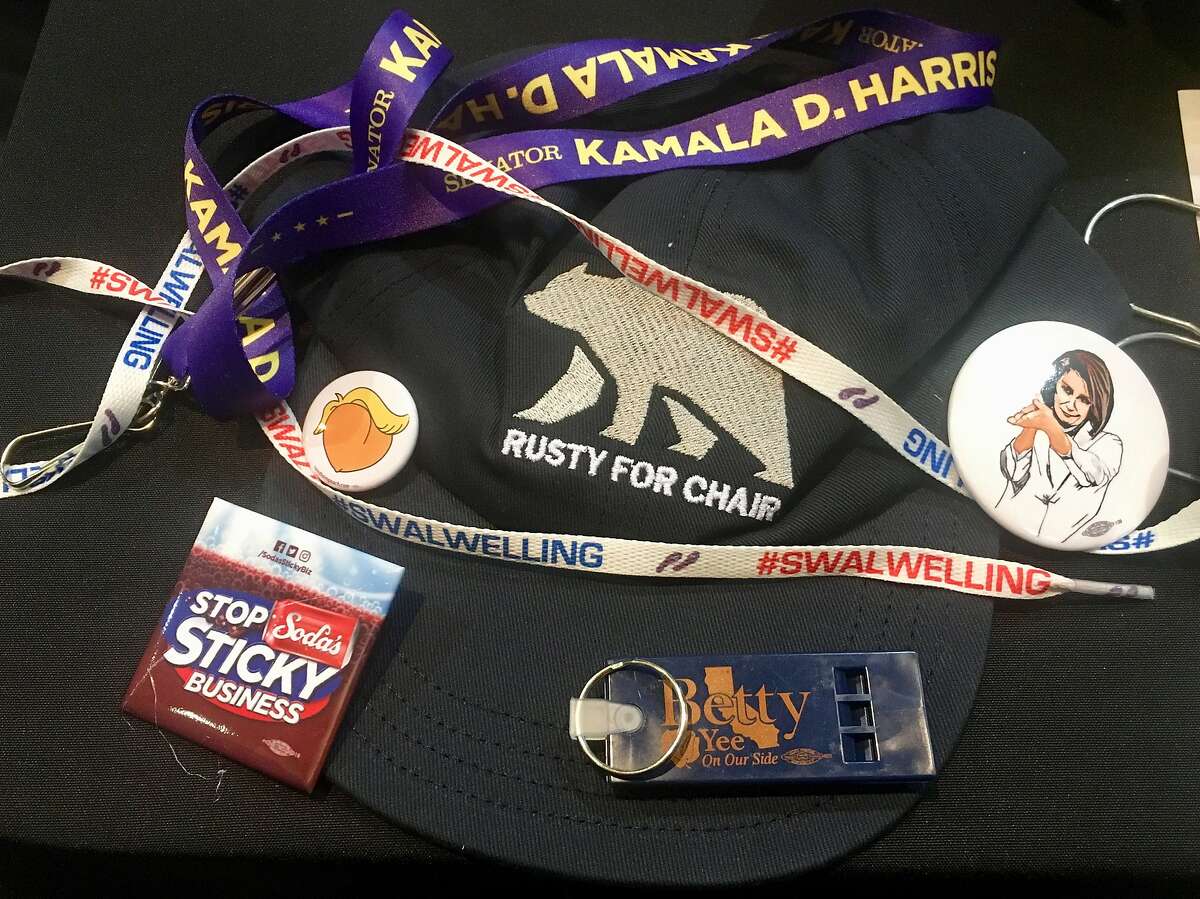 Campaigns and committees provided items for the welcome bags distributed to delegates at the California Democratic Party Convention in May 2019.