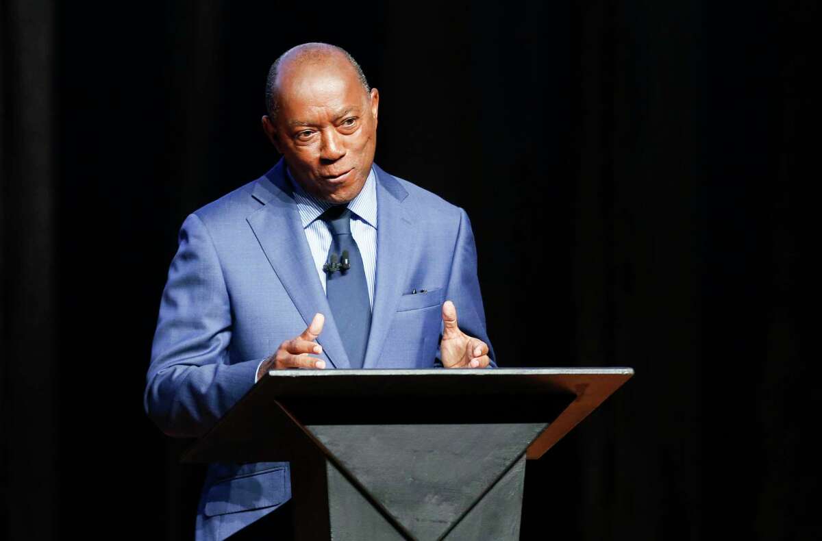 Houston Mayor Sylvester Turner answers question during a mayoral candidate debate at the Hobby Center on Wednesday, Oct. 2, 2019.