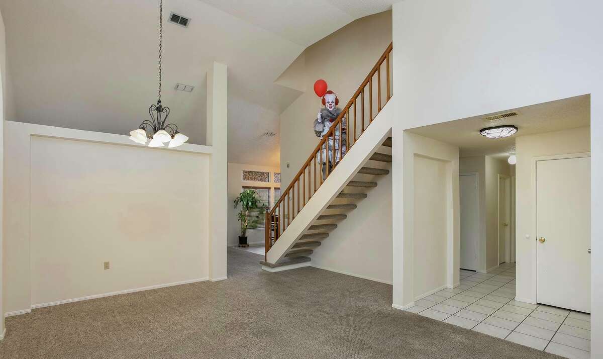 Realtor Kristy Dakin told mySA.com she tapped into her spooky side to create the listing for the 9338 Chattanooga Drive home and dressed up as Pennywise from the horror movie "It" for the staging pictures. She said the four-bedroom, two-story home hit the market Thursday night with photos featuring her as the clown.
