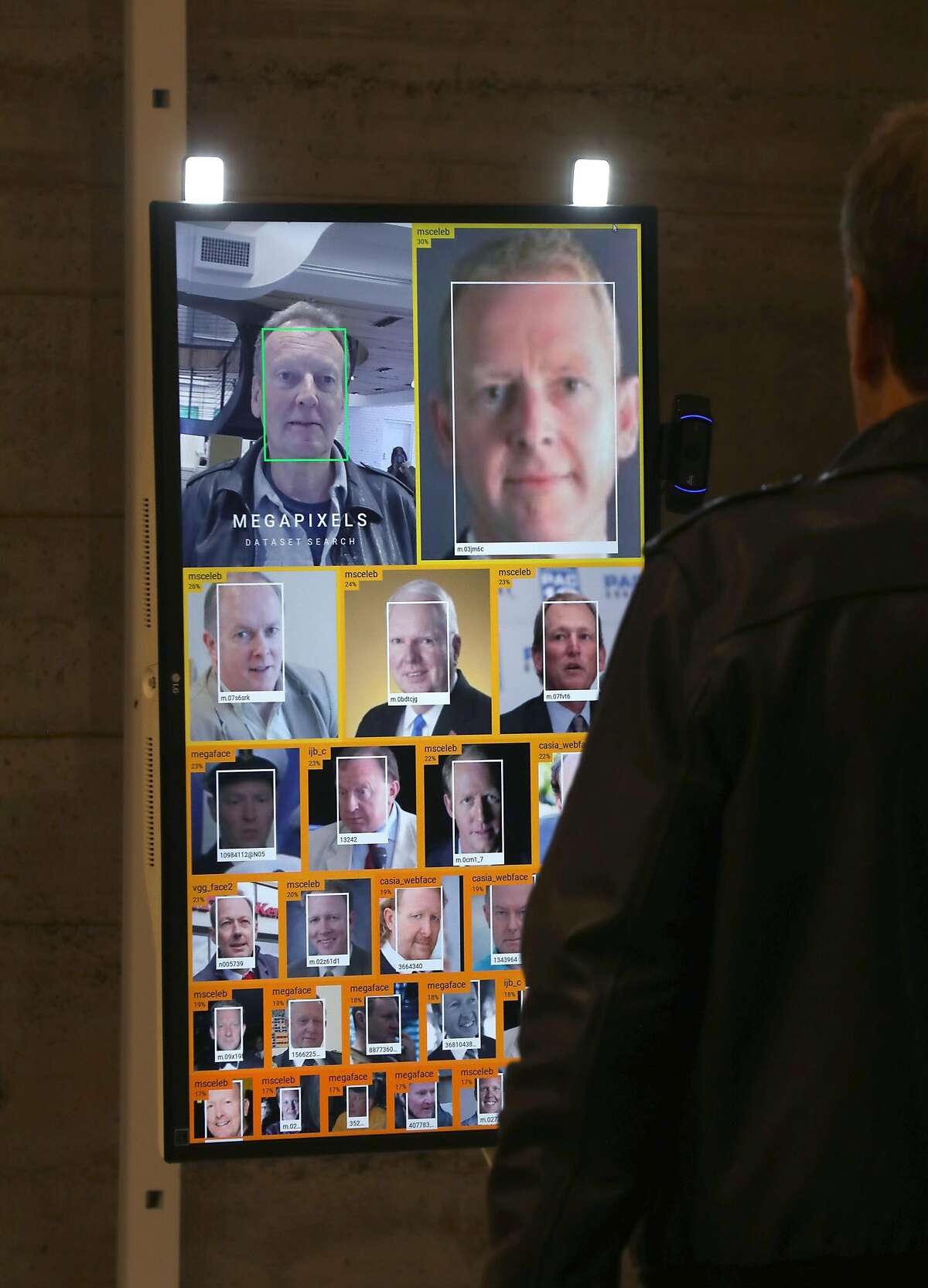 Face recognition is part of a new pop-up exhibition called "The Glass Room" seen on Wednesday, Oct. 16, 2019, in San Francisco, Calif.