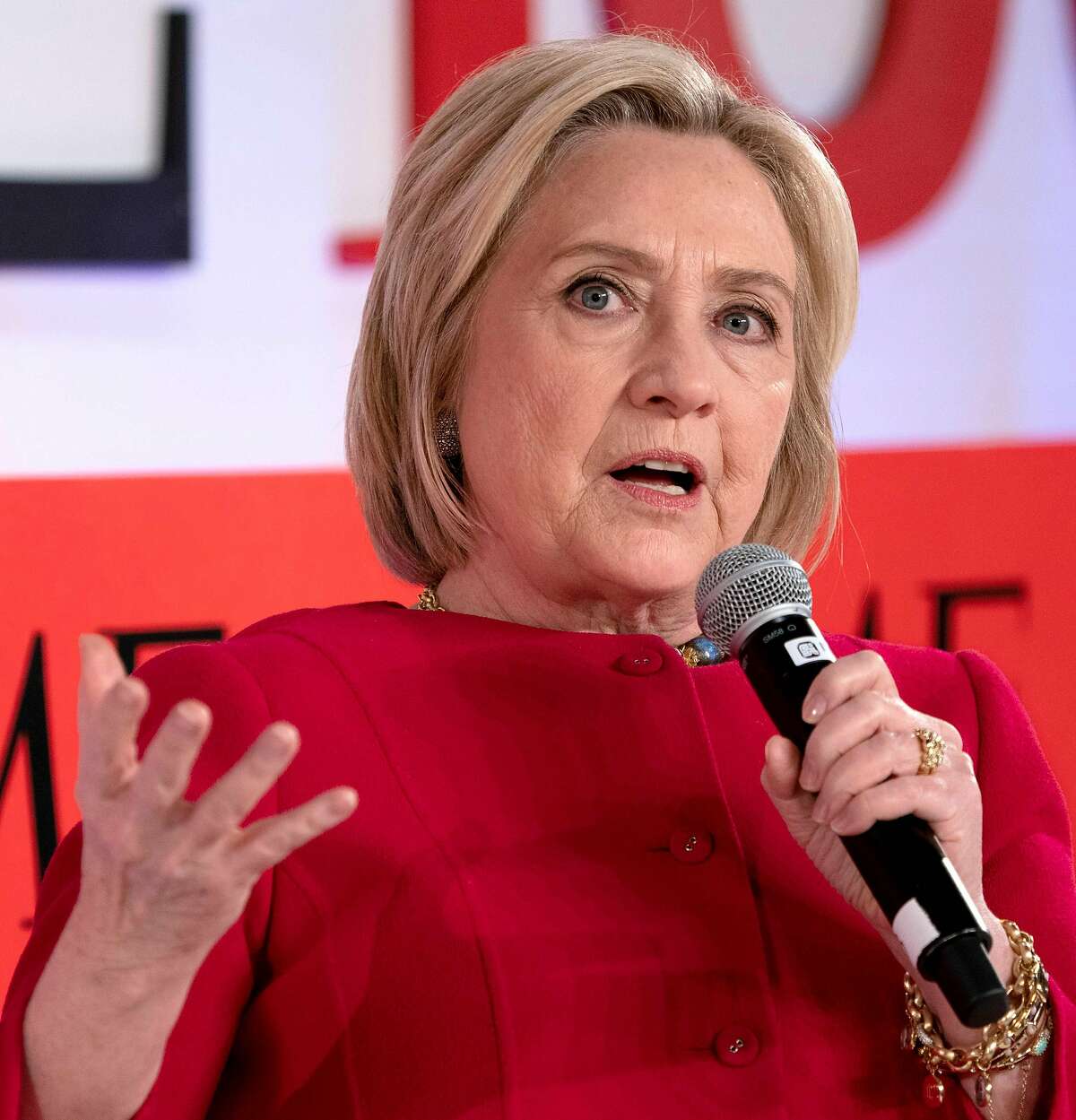 FILE - In this file photo taken on April 23, 2019, former US Secretary of State Hillary Clinton speaks during the Time 100 Summit event on in New York. - Hillary Clinton has warned that Russia, which interfered in the US election she lost in 2016, is "grooming" a Democratic candidate for a third-party run next year, signalling congresswoman Tulsi Gabbard could fill the role. The goal of this would essentially be to divide the US electorate and help President Donald Trump win re-election, Clinton said. "I'm not making any predictions but I think they've got their eye on somebody who's currently in the Democratic primary, and they're grooming her to be the third-party candidate," the former secretary of state told David Plouffe in his "Campaign HQ" podcast.