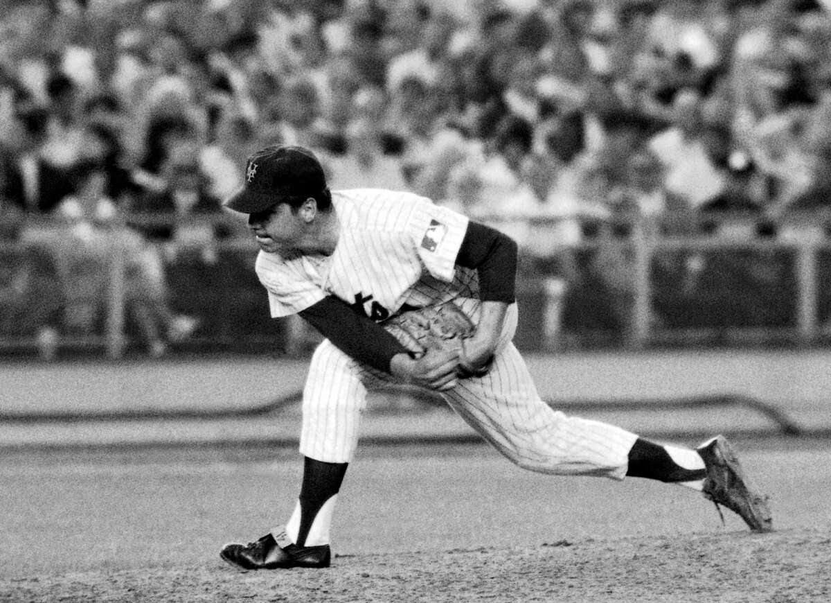 FILE - In this July 9, 1969, file photo, New York Mets right-handed pitcher Tom Seaver makes a second-inning delivery against the Chicago Cubs at New York's Shea Stadium where he hurled a one-hitter in a 4-0 victory. Seaver has been diagnosed with dementia and has retired from public life. The family of the 74-year-old made the announcement Thursday, March 7, 2019, through the Hall and said Seaver will continue to work in the vineyard at his home in California. (AP Photo/File)