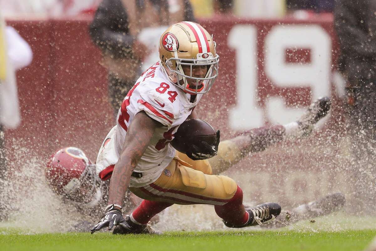 San Francisco 49ers wide receiver Kendrick Bourne rushes the ball in the second half of an NFL football game against the Washington Redskins, Sunday, Oct. 20, 2019, in Landover, Md. (AP Photo/Julio Cortez)