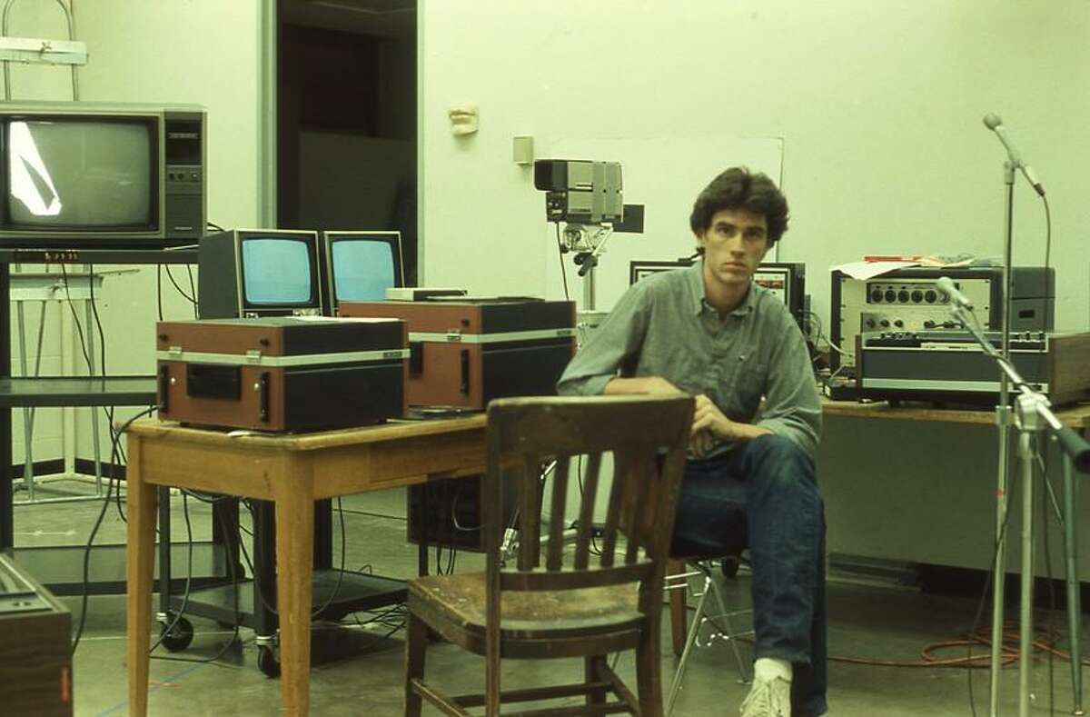 Michael Galbreth in 1983 at the University of Houston art department's sound studio.