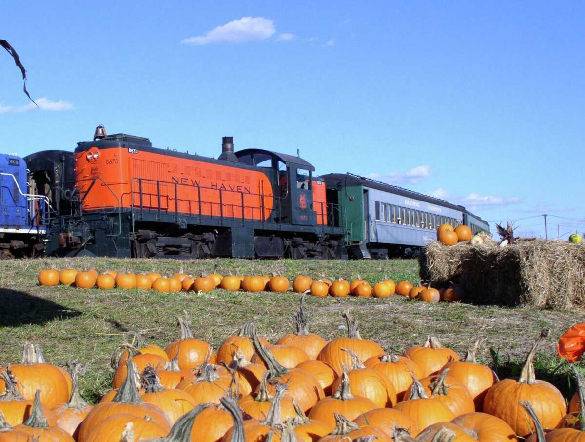 Visitors can take a short ride on a vintage train to the Danbury Railway Museum’s pumpkin patch Oct. 12 and 13. This popular family event continues Oct. 19, 20, 26 and 27.
