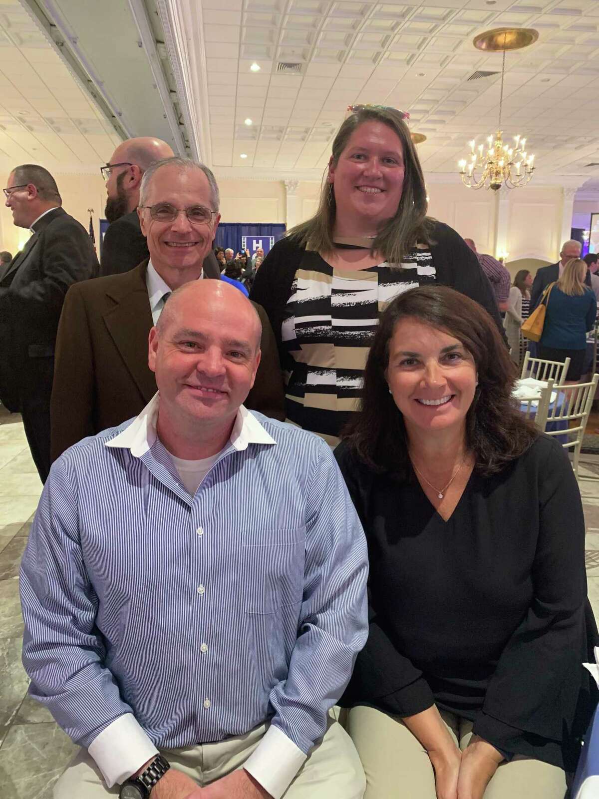 Michael Delaney and Diane Piechota with Principal Frank Lacerenza and Assistant Principal Liz Plasky.