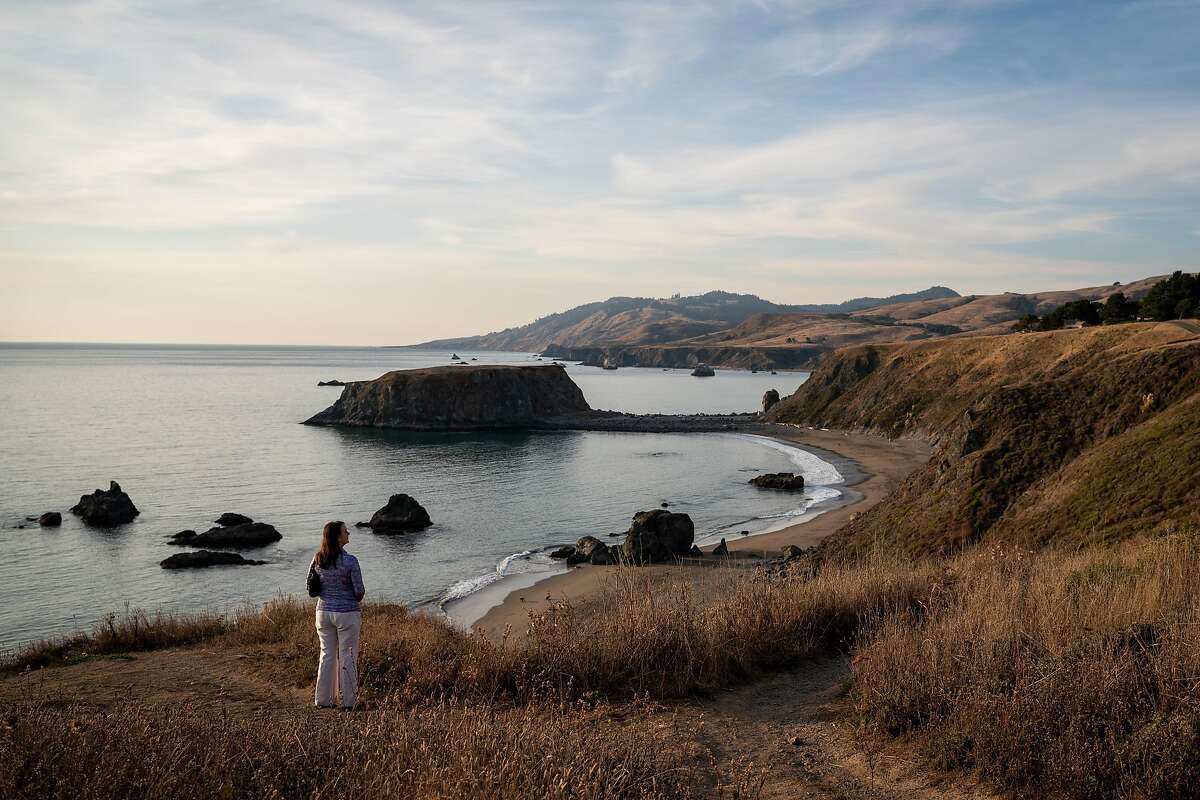 Nanette Ray of Navado, stands to look at a view of Goat Rock Beach in Sonoma County, Calif. on Saturday, Oct. 12, 2019.