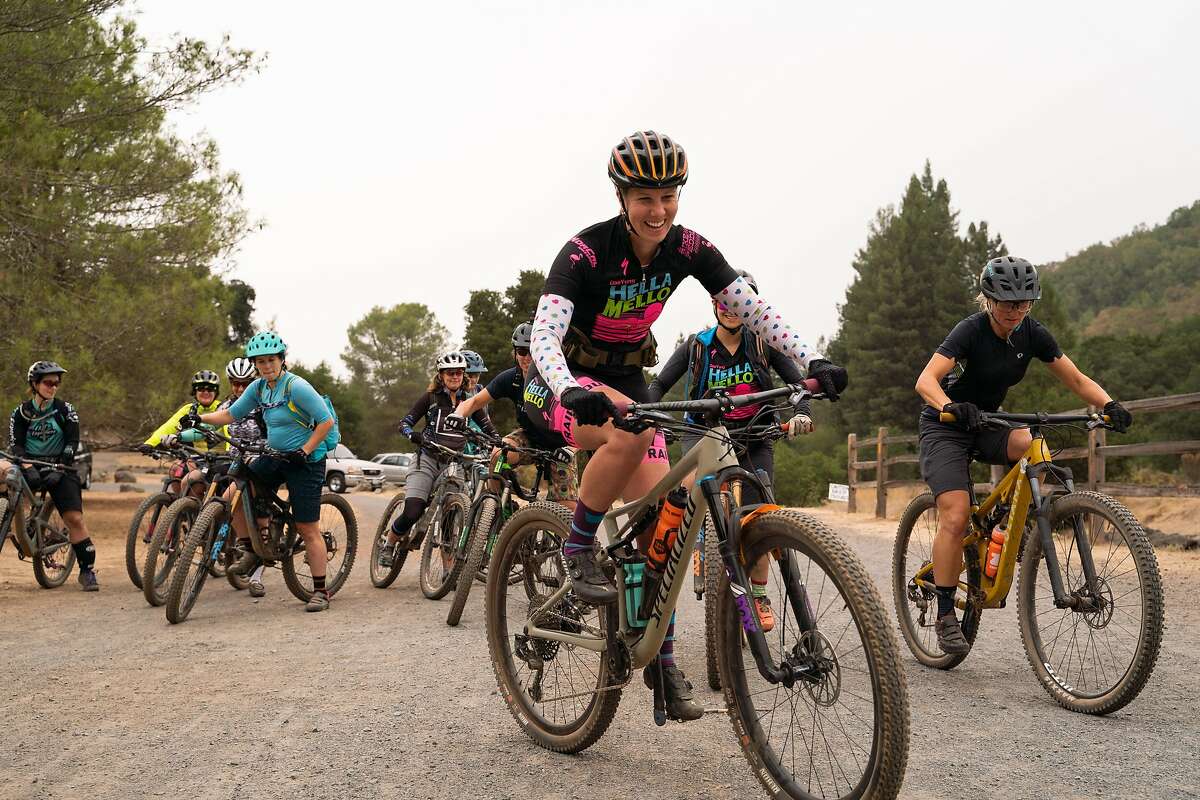 Meg Skidmore, front, leads a group of female cyclists from Bell Joy Ride at Annadel State Park in Santa Rosa, Calif. on Saturday, Oct. 19, 2019.