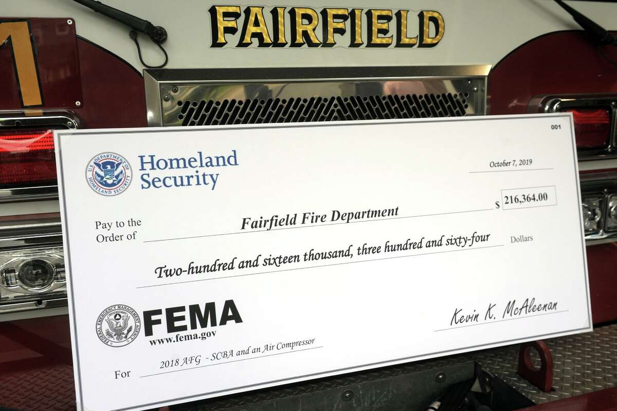 A press conference was held in front of Fairfield Fire Department headquarters to announce a major FEMA grant the department recently received Oct. 18, 2019.