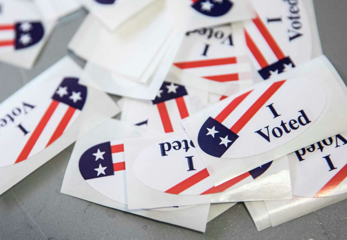 A stack of "I Voted" stickers