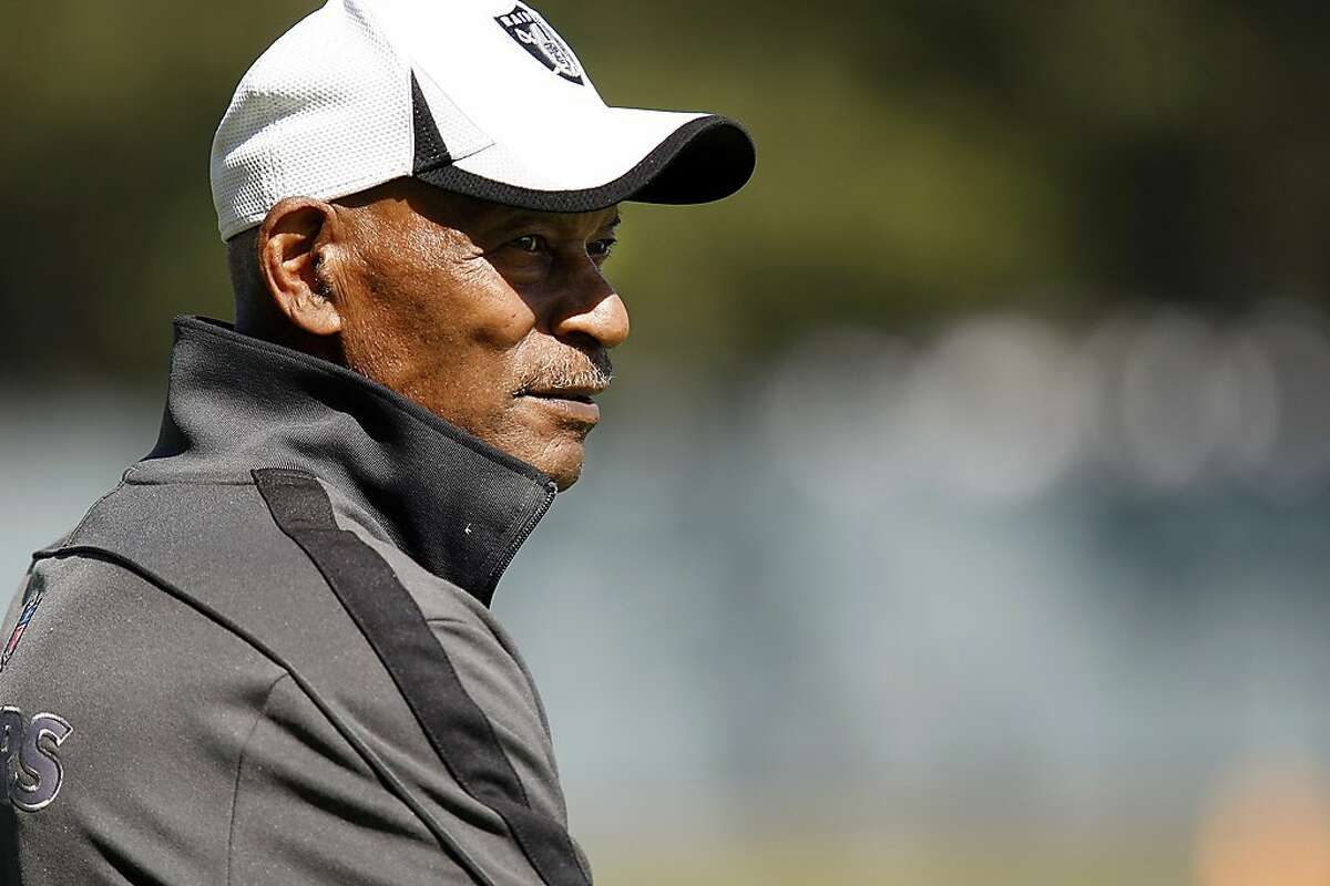 Oakland Raiders Hall of Famer Willie Brown watches the team practice from the sideline at the Raiders training facility in Alameda, California Wednesday October 2, 2013.