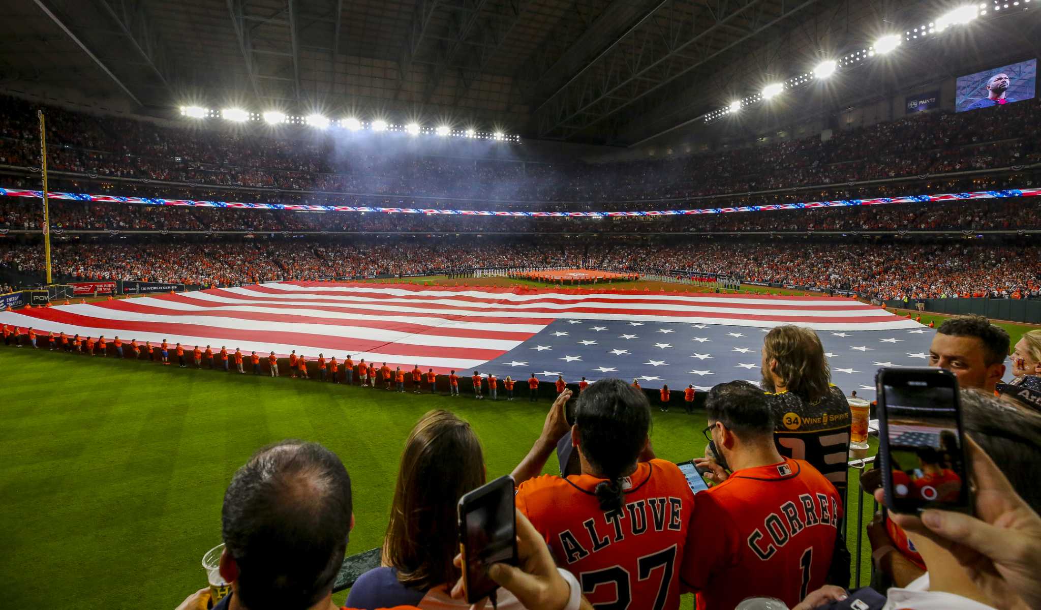 Former Braves Brian McCann, Evan Gattis kick off Astros' World Series with  ceremonial first pitch, Sports