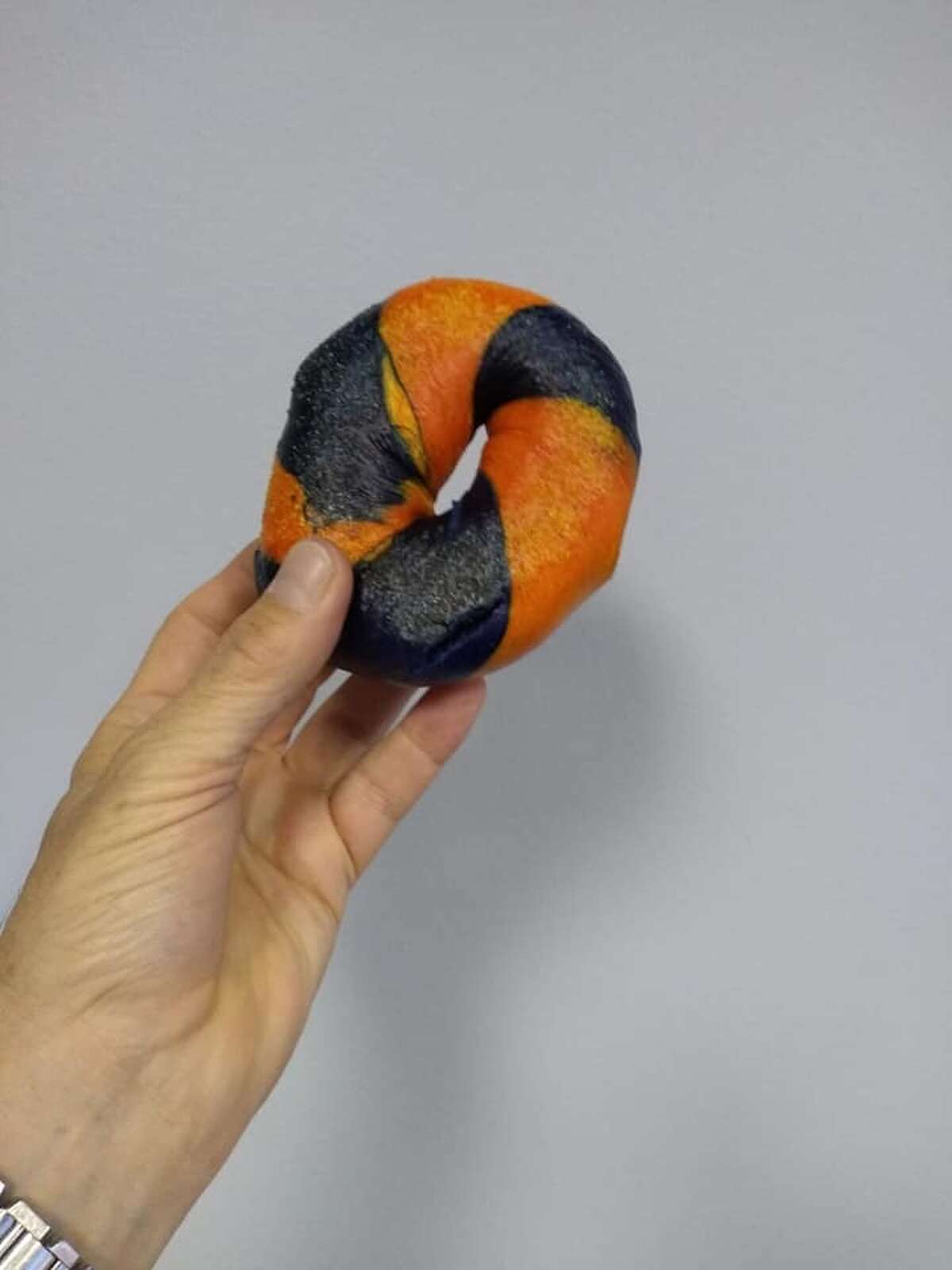 New York Deli & Coffee Shop, 9720 Hillcroft, is making Astros-themed bagels fashioned with orange and blue dough, priced at $1 per bagel or $11.50 per dozen to be offered through the 2019 World Series.