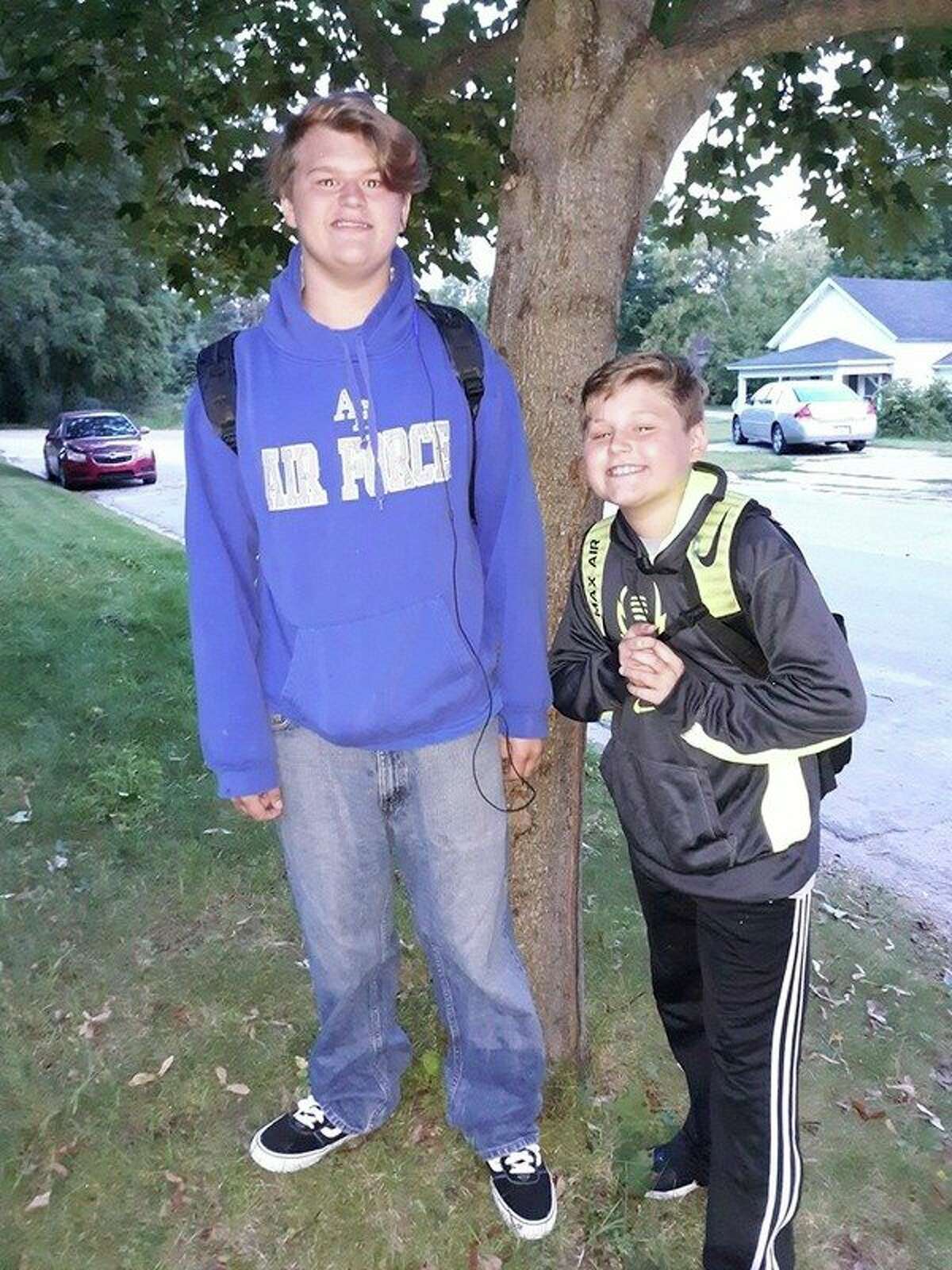 Michael Gross (left), 16, and his 12-year-old brother, Gage Gross, were located in the vicinity of the Charles E. Fairman Community Pool around 1:30 p.m. Wednesday by the Big Rapids Department of Public Safety after being reported missing Tuesday morning. The boys were unharmed and have been returned home. (Courtesy photo)