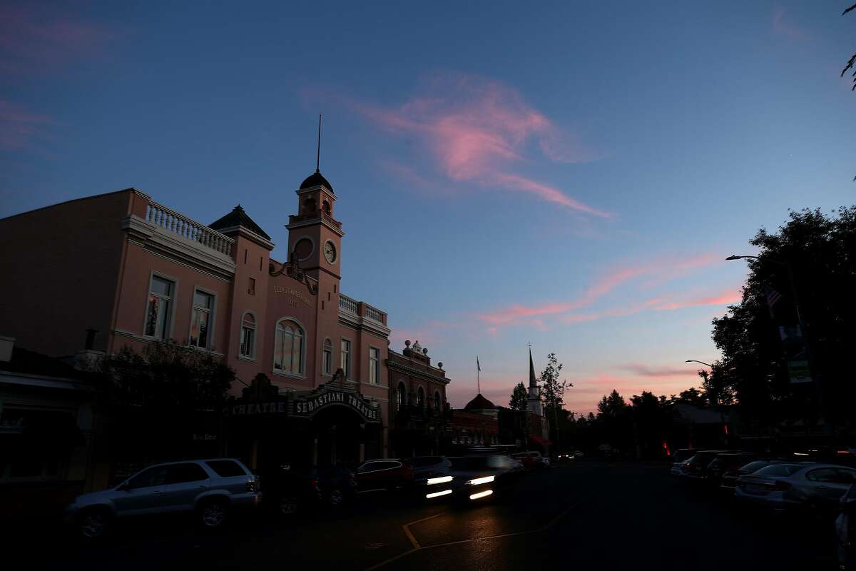 SONOMA, CALIFORNIA - OCTOBER 10: The Sebastiani Theatre and much of downtown remained dark on October 10, 2019 in Sonoma, California. Power outages were scheduled as preemptive moves by PG&E to address hot, dry and windy weather and the risk of wildfires, according to the company. (Photo by Ezra Shaw/Getty Images)