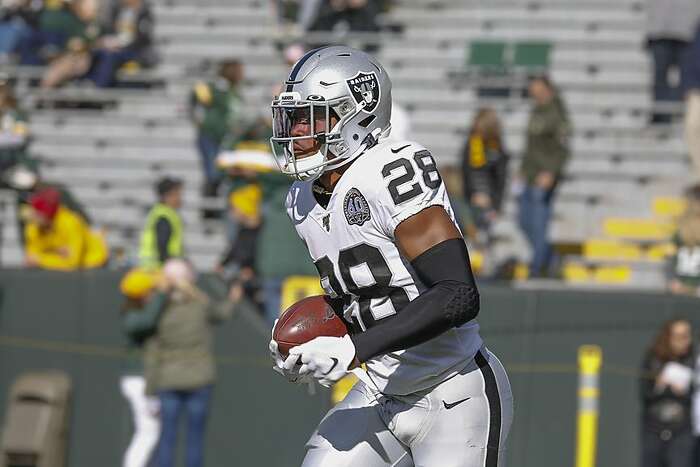 Oakland, California, USA. 7th Nov, 2019. Oakland Raiders wide receiver Zay  Jones (12) catches ball on Thursday, November 7, 2019, at Oakland-Alameda  County Coliseum in Oakland, California. The Raiders defeated the LA