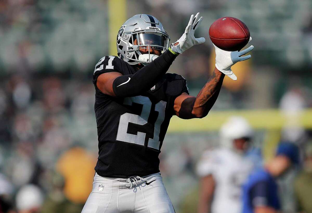 Oakland Raiders cornerback Gareon Conley (21) before an NFL football game against the Los Angeles Chargers in Oakland, Calif., Sunday, Nov. 11, 2018. (AP Photo/John Hefti)