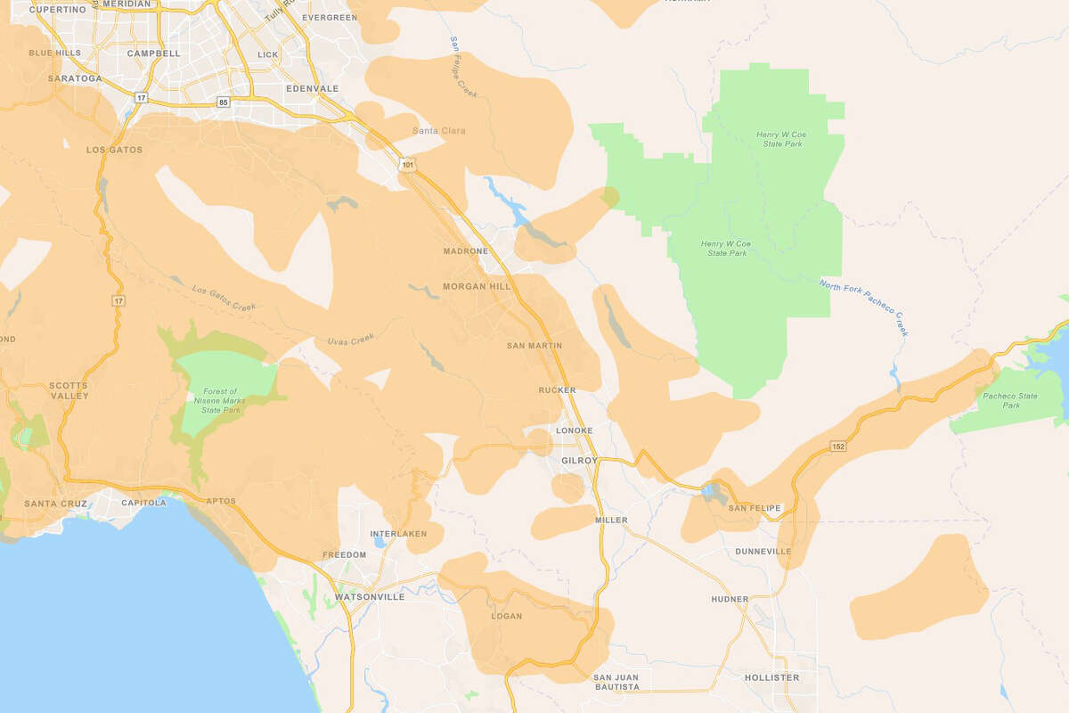 PG&E has released a map of areas that may potentially lose power if a public safety power shutoff were to occur Saturday, Oct. 26, 2019.