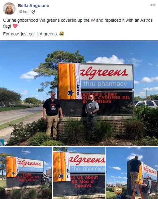 Astros fans cover 'W' in Walgreens because it's too similar to Washington  Nationals logo - ABC13 Houston