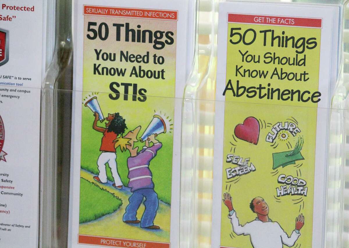 Pamplets address STIs and abstinence at Sacred Heart University’s Health & Wellness Center in Fairfield, Conn.