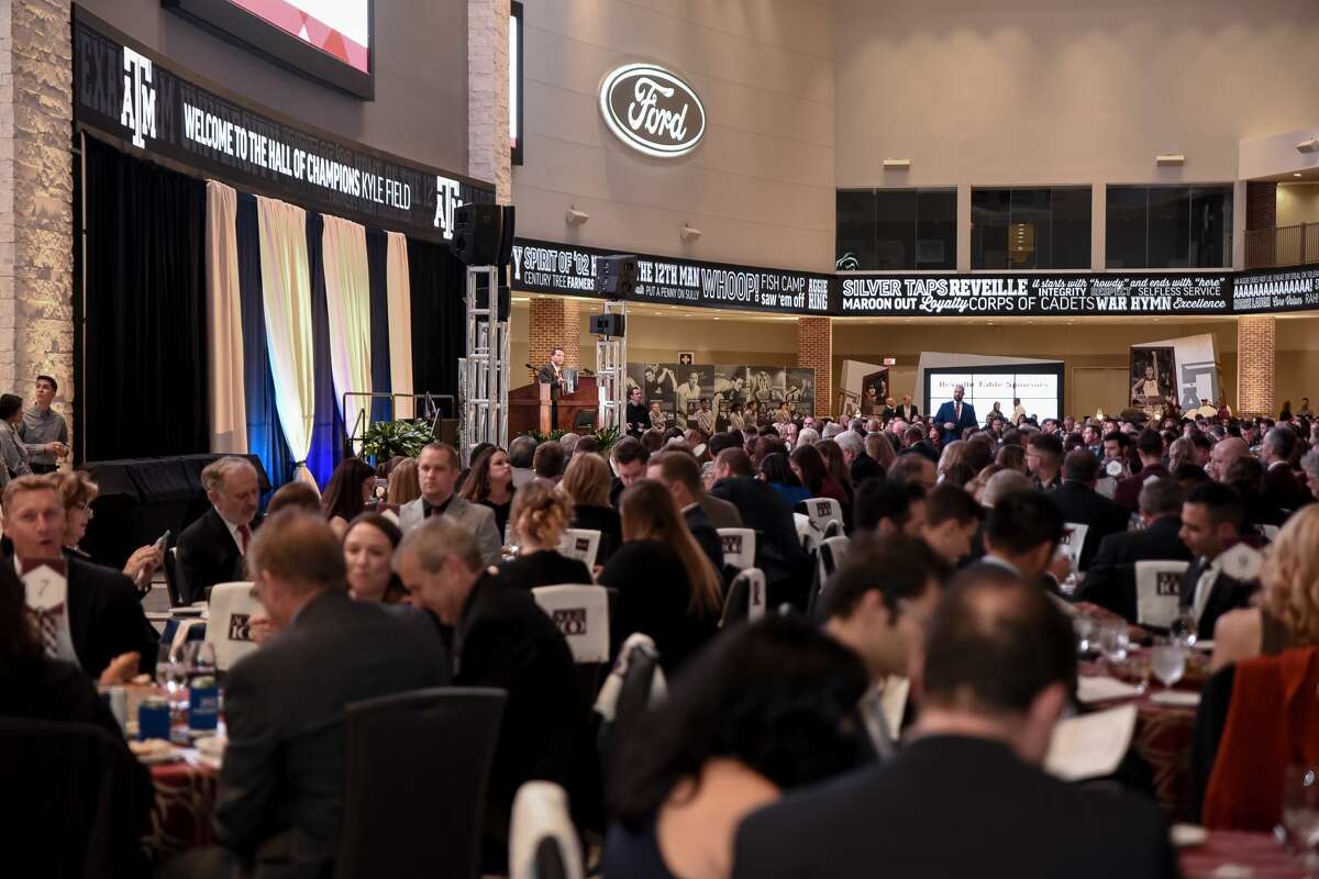 Hundreds of guests attend the annual Aggie 100 awards ceremony hosted by the McFerrin Center for Entrepreneurship, Mays Business School, at Texas A&M University each year.