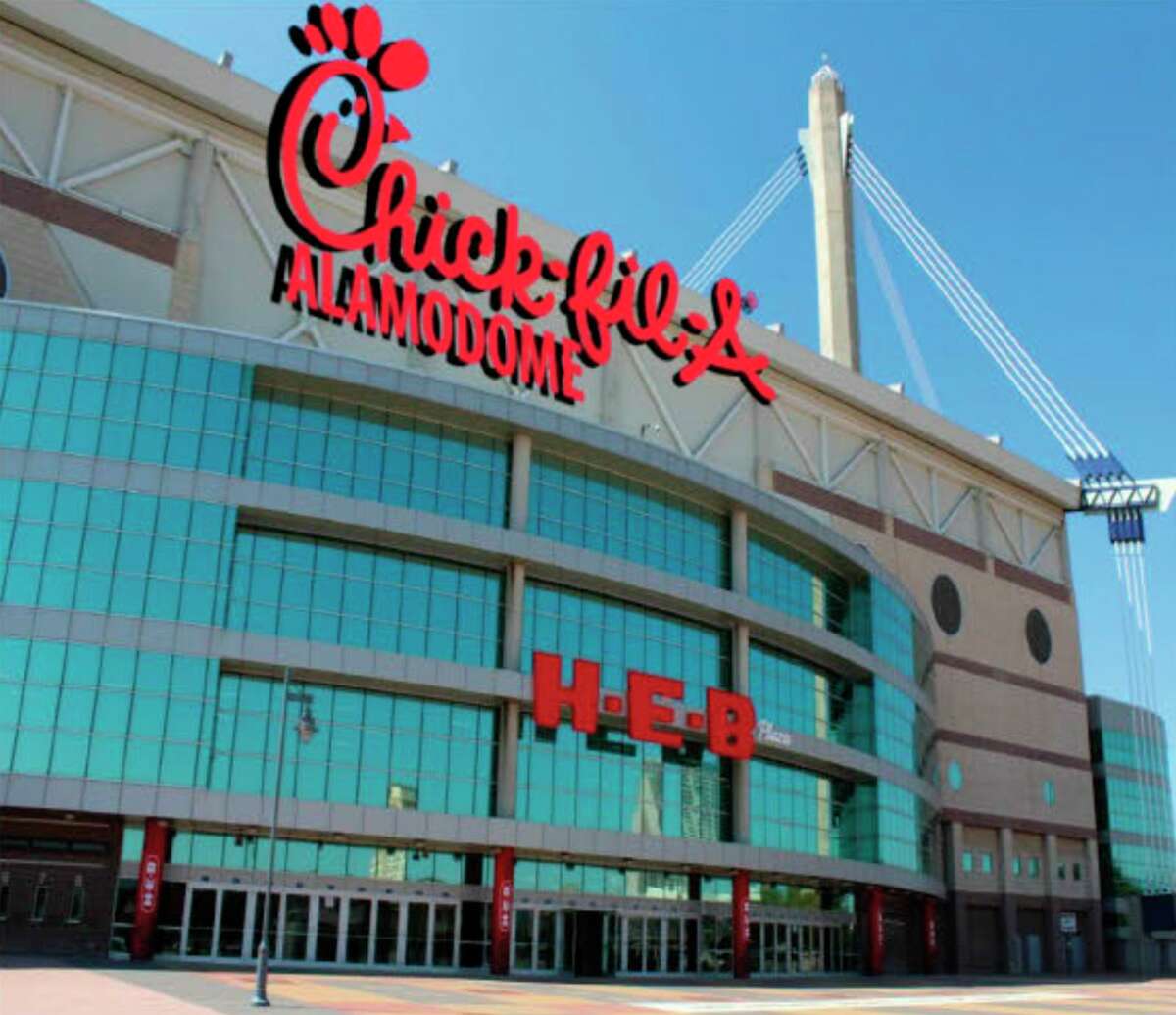 San Antonio officials have considered selling naming rights to the Alamodome. Local Chick-fil-A franchisees expressed interest in the idea in 2018. This City Council photo rendering shows what a re-branded Alamodome would look like. The concept never came to fruition.