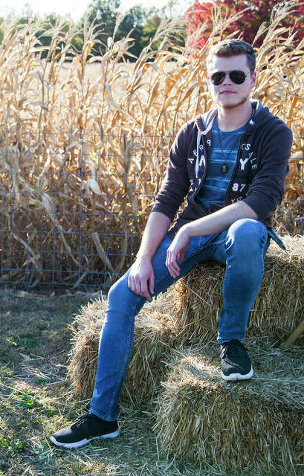 Jordan Bruce, is a Halloween enthusiast and a volunteer at the Haunted Great Godfrey Corn Maze in Glazebrook Park, 1401 Stamper Lane, Godfrey.